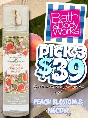 Bath & Body Works X Vera Bradley Peach Blossom & Nectar  Pink, Peach, Green
